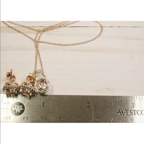 Sterling Silver Morganite Rose Gold Plate Set - Picture 8 of 8